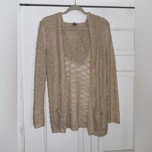 Summer Light Beige Open-Knit Women's Cardigan Sweater
